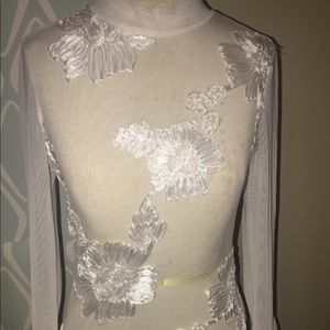 Bell sleeve white bodysuit